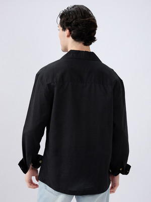 VASTRADO Men Solid Casual Black Shirt