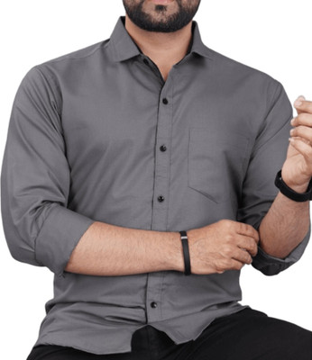 CLOSWIF CREATIONS Men Solid Casual Grey Shirt