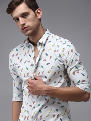 Showoff Men Printed Casual White Shirt