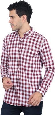 Sberries Men Checkered Casual Red, White Shirt