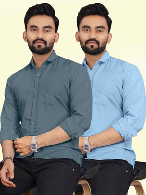 METRONAUT Men Solid Casual Multicolor Shirt(Pack of 2)