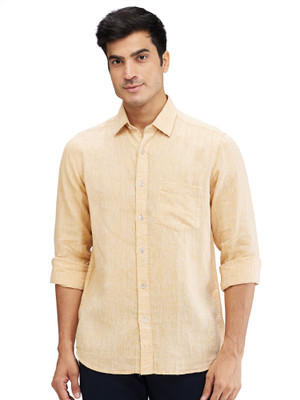 COLORPLUS Men Self Design Casual Yellow Shirt