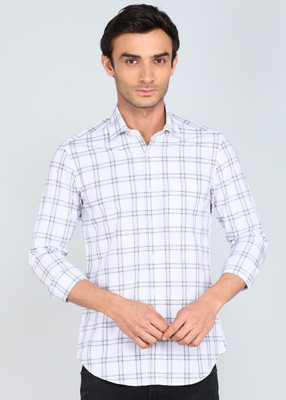 INTEGRITI Men Checkered Casual White Shirt
