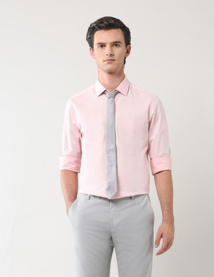 ARROW Men Solid Formal Pink Shirt