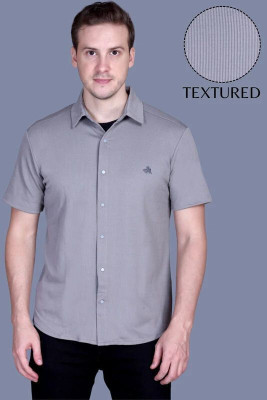 ParcelYard Men Self Design Casual Grey Shirt