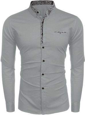 Webric Men Solid Formal Grey Shirt