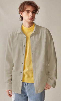 MOXTE Men Solid Casual Beige Shirt