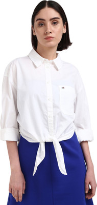 TOMMY HILFIGER Women Solid Casual White Shirt