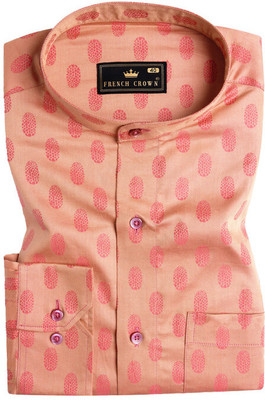 french crown Men Printed Casual Pink, Orange Shirt