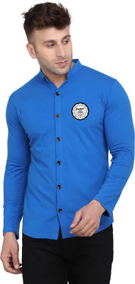 GEUM Men Solid Casual Blue Shirt