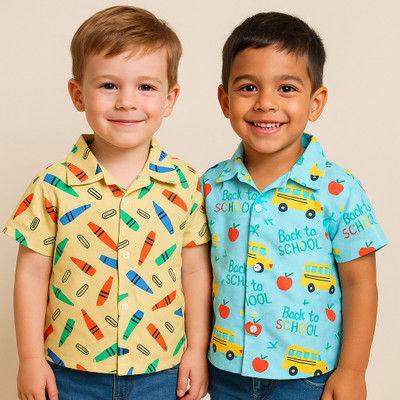 SVHFashion Boys Printed Casual Multicolor Shirt(Pack of 2)