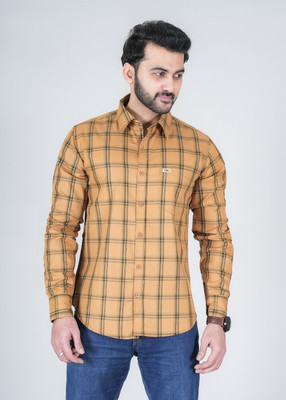 The Men Squad Men Checkered Casual Brown Shirt