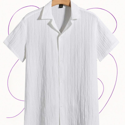 A Dearise Trend Men Self Design Casual White Shirt
