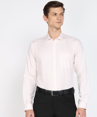 PETER ENGLAND Men Checkered Formal Pink Shirt
