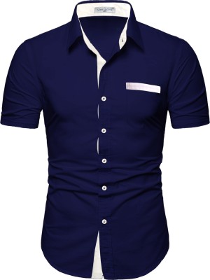 Vida Loca Men Solid Casual Blue Shirt