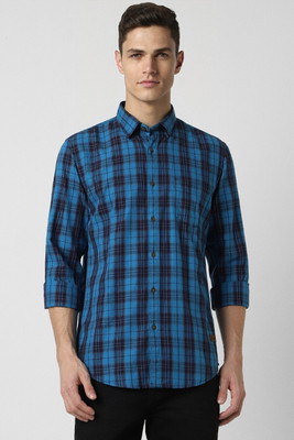 PETER ENGLAND Men Checkered Casual Light Blue, Dark Blue Shirt