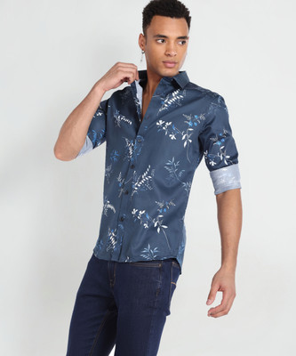 FLYING MACHINE Men Printed Casual Blue Shirt