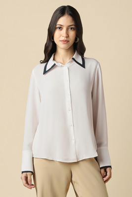 Allen Solly Women Solid Formal White Shirt