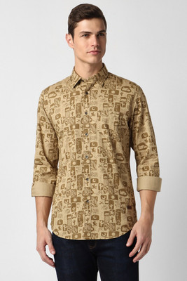 PETER ENGLAND Men Printed Casual Khaki Shirt
