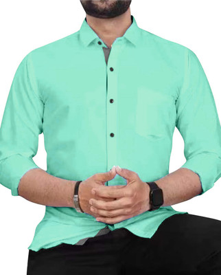 SNKV TRENDS Men Self Design Casual Light Green Shirt