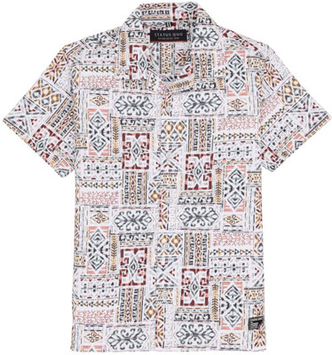 Status Quo Boys Printed Casual White Shirt