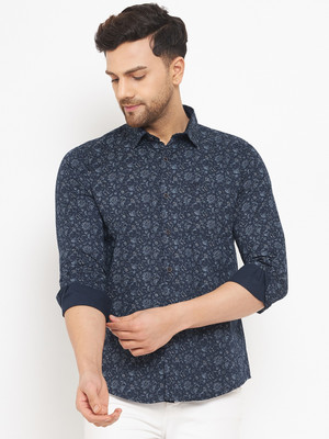 DUKE Men Printed Casual Blue, Dark Blue Shirt