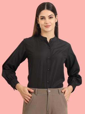 all about you Women Solid Formal Black Shirt