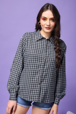 METRONAUT Women Checkered Casual Black, White Shirt