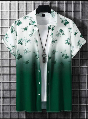 Varni Creation Men Printed Casual Green, White Shirt