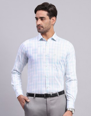 MONTE CARLO Men Checkered Casual White Shirt