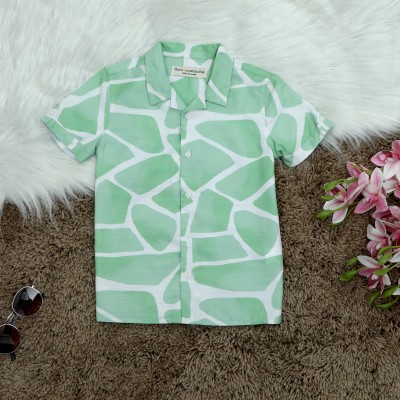 The Lion and The Fish Boys Printed Casual Green Shirt