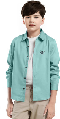 Lolar Boys Solid Casual Light Green Shirt