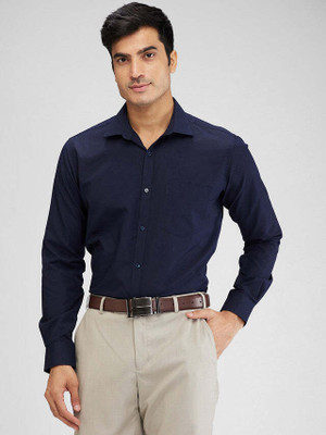 JERRY AND HANPHIL Men Solid Formal Dark Blue Shirt