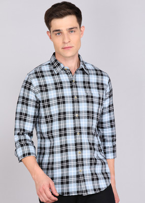 WROGN Men Checkered Casual Blue Shirt
