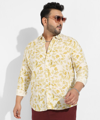 Instafab Plus Men Striped Casual Yellow Shirt