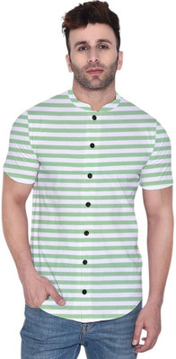 tfurnish Men Striped Casual Green Shirt