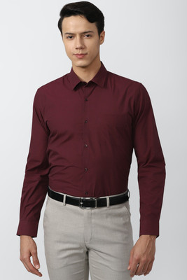 PETER ENGLAND Men Solid Formal Maroon Shirt