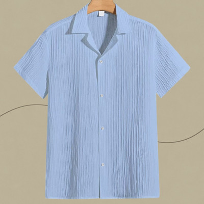 Dharamraj Fashion Men Self Design Casual Light Blue Shirt