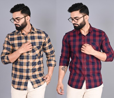 FUBAR Men Checkered Casual Multicolor Shirt