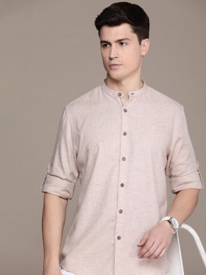 French Connection Men Self Design Casual Beige Shirt