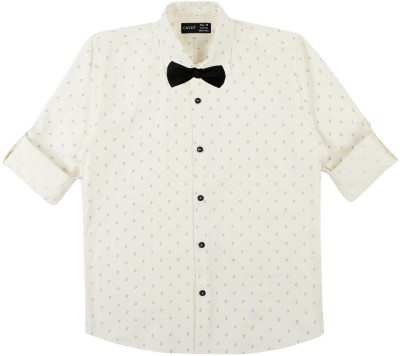 CAVIO Boys Printed Casual Cream Shirt