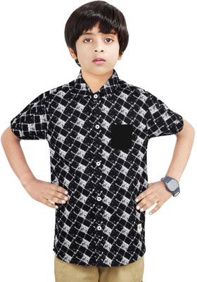 Paper Crane Boys Graphic Print Casual Black, White Shirt