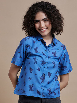 CORSICA Women Printed Casual Blue Shirt
