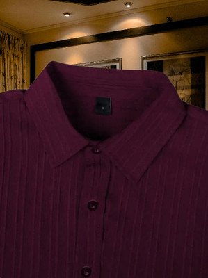 devkivastra Men Self Design Casual Purple Shirt