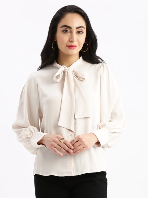 Showoff Women Solid Casual Beige Shirt