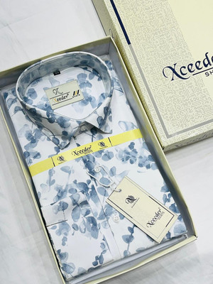 xceeder Men Printed Casual Blue, White Shirt