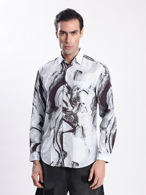 Bene Kleed Men Self Design Casual White Shirt