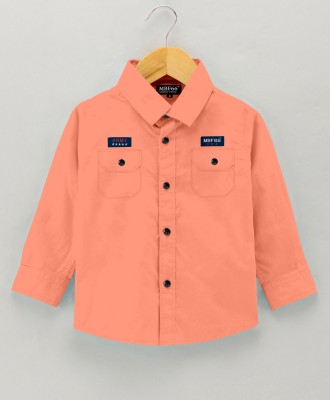 MBF66 Boys Self Design Casual Orange Shirt