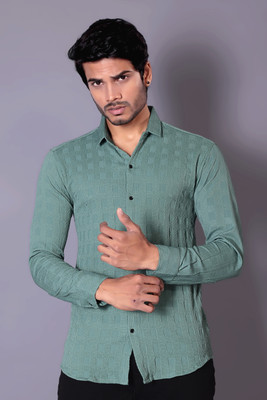 MSD FSN Men Self Design Casual Green Shirt