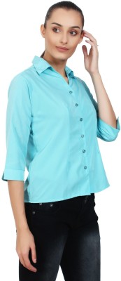 Bestwear Women Solid Casual Light Blue Shirt